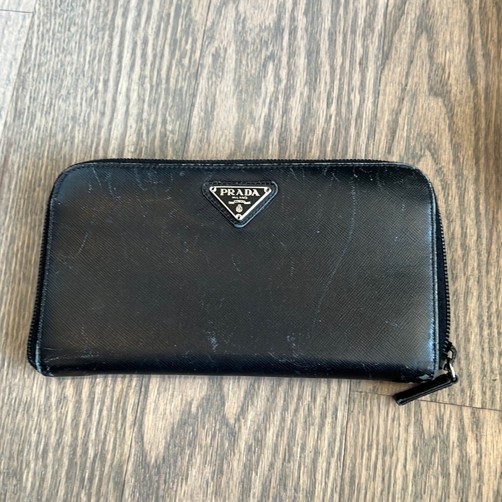 Black Prada long wallet